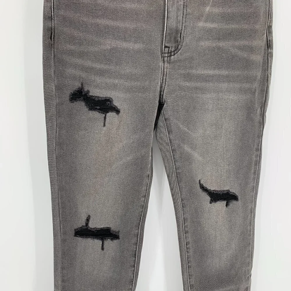 Sandrine Rose distressed black gray skinny jeans destroyed rain women new 29